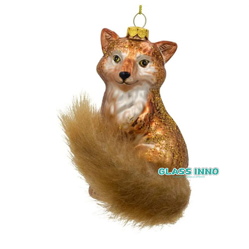 Glass fox christams hanging ornament
