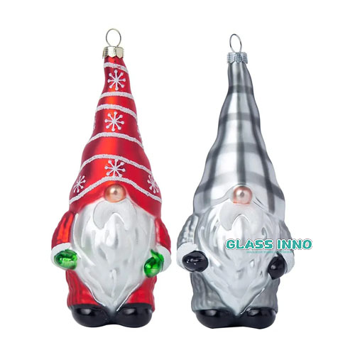 Glass gnome christmas hanging ornaments