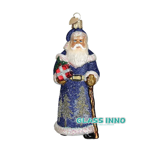 Glass santa clause 2 haning ornament